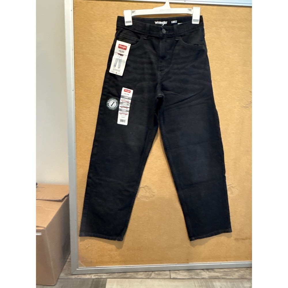 Wrangler Boys Five Star Premium Loose Fit Black Jeans Size 16 Regular NWT